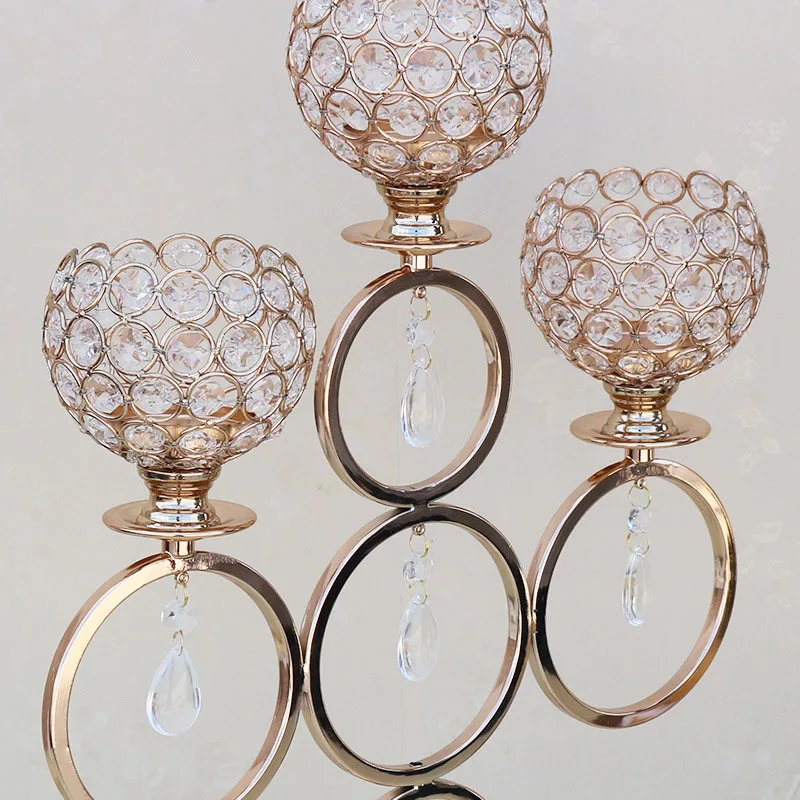 10pcs/Lot Table Candle Holders Plating Metal Candlestick Geometric Round Romantic Candle Holders For Wedding Dinner Decor ZZT030
