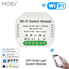 MiNi Wifi Smart Light Switch Diy Breaker Module Smart Life/Tuya APP Remote Control,Works with Alexa Echo Google Home 1 2 Way