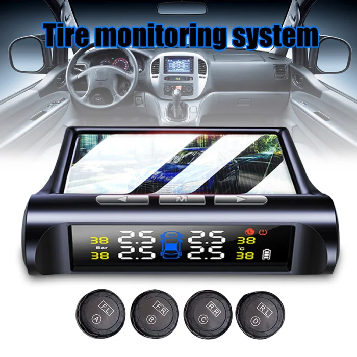 Система контроля давления в шинах, солнечная энергия, TPMS, беспроводная, 4 внешних датчика для автомобиля, B88