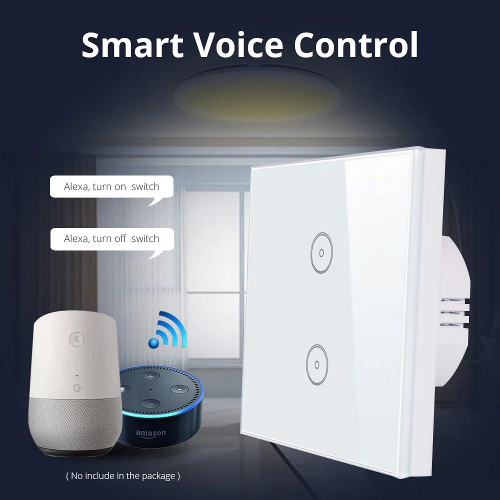 Online Hogar inteligente de la UE 1 2 3 banda Wifi interruptor de pared Alexa Google tuya APP Control remoto de la luz del Panel