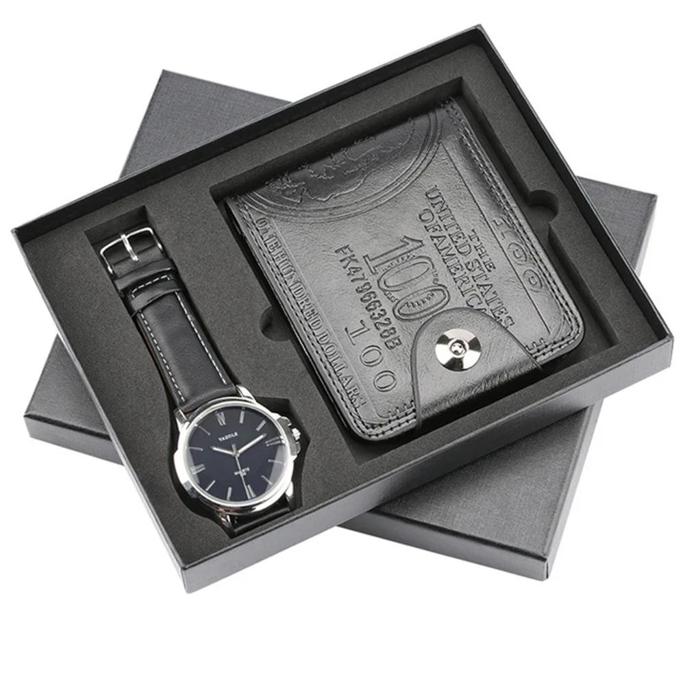 

Men Gift Set Exquisite Packaging Watch + Wallet Set Quality-Creative Packaged Combination