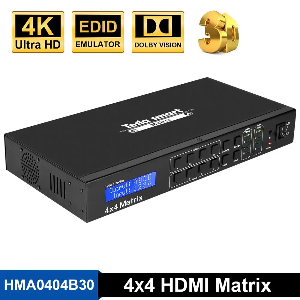 DHL Бесплатная доставка 4K 4x4 HDMI матрица 4 в Выход Ultra HD с LAN RS232 до to4K * 2K (3840*2160) @ 30HZ HDCP 3D