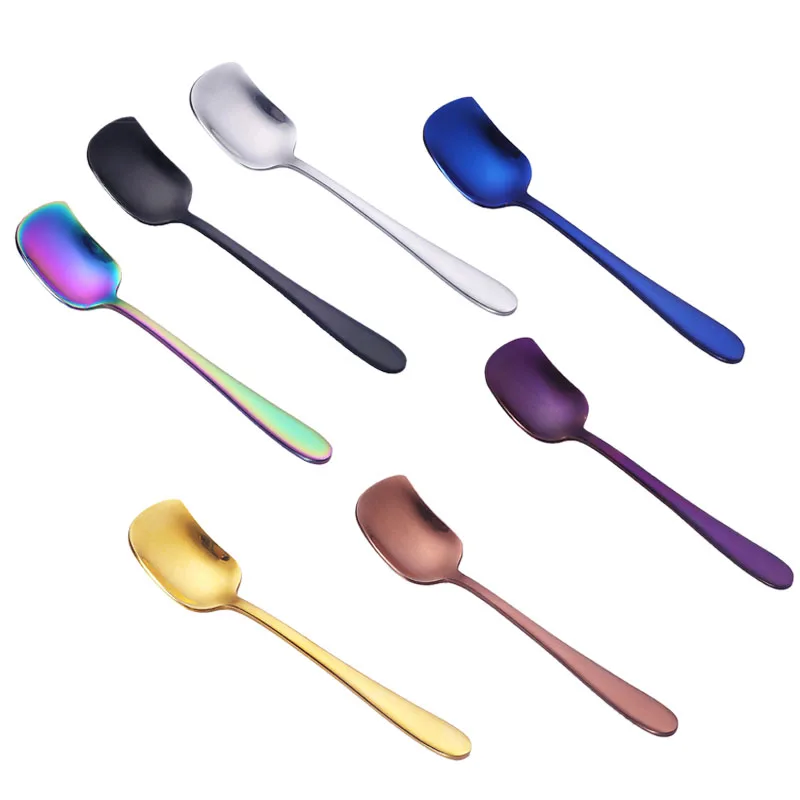 

7Pcs/Set Stainless Steel Ice Cream Spoon Scoop Coffee Tea Spoon Set 7 Colors Long Ice Scoop Kitchen Tools Kitchenware