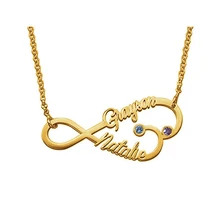 

Customized Necklace with 2 Names and Birthstones 8-shape Pendant Necklaces for Couples Stainless Steel Jewelry Drop Shipping