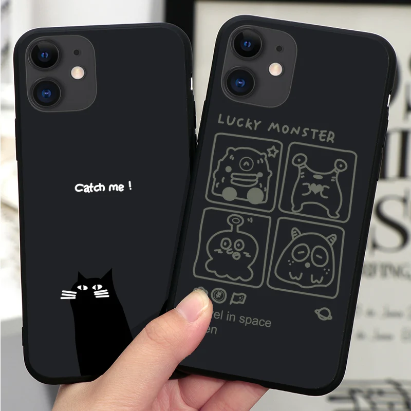 Черный силиконовый чехол для телефона с кошачьими играми IPhone 12 Mini 11 Pro Max XR XS XSMax X 5