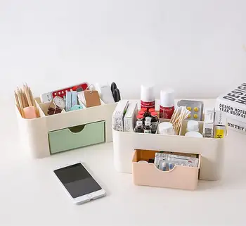 

Desk Organizer Drawer Jewelry Case Cosmetic Storage Box Multifunctional Plastic Cotton Swabs Holder Make Up Container Boxes