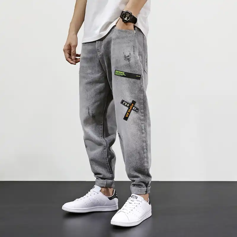 jeans with colorful patches