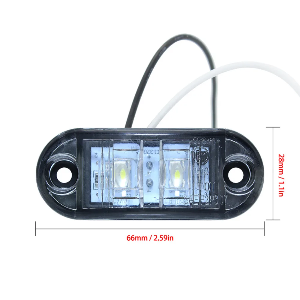 2 шт. 12 В 24 В E11 светодиодный, боковой, габаритный фонарь, Предупреждение ющий задний светильник, автомобильный прицеп, грузовик, караван, лампы белого цвета