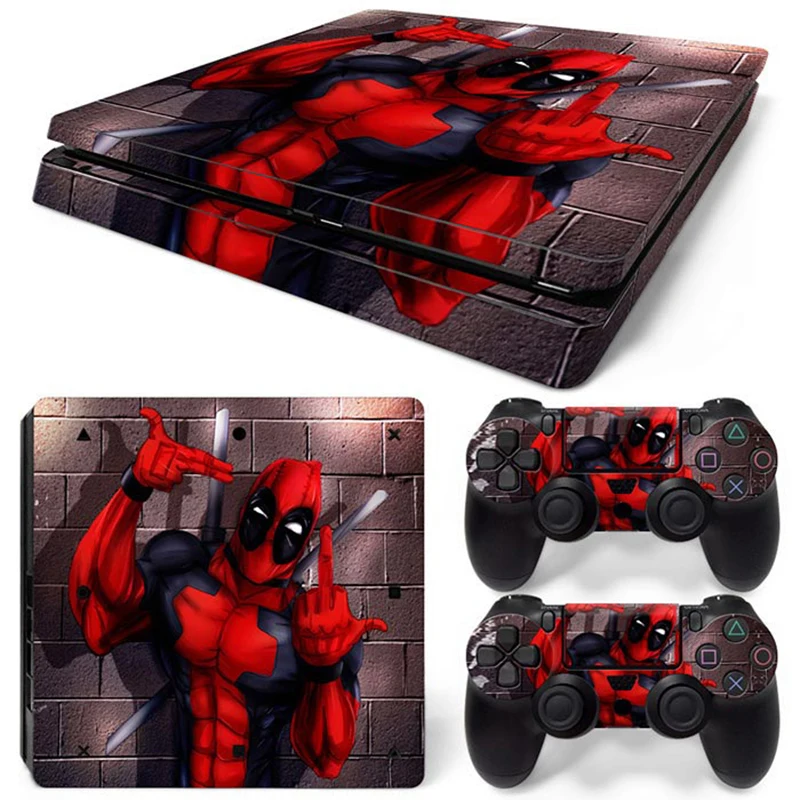 Marvel Spider Man Deadpool Sticker Cover Wrap Protector Skin For Sony PS4 Slim Console & 2PCS Controller Skin Decal For PS4 Slim 