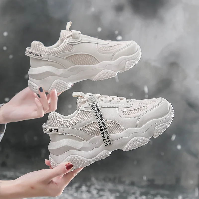

2020 Spring new large size Korean thick bottom student casual sports shoes women's white shoes running shoes ZZ-277