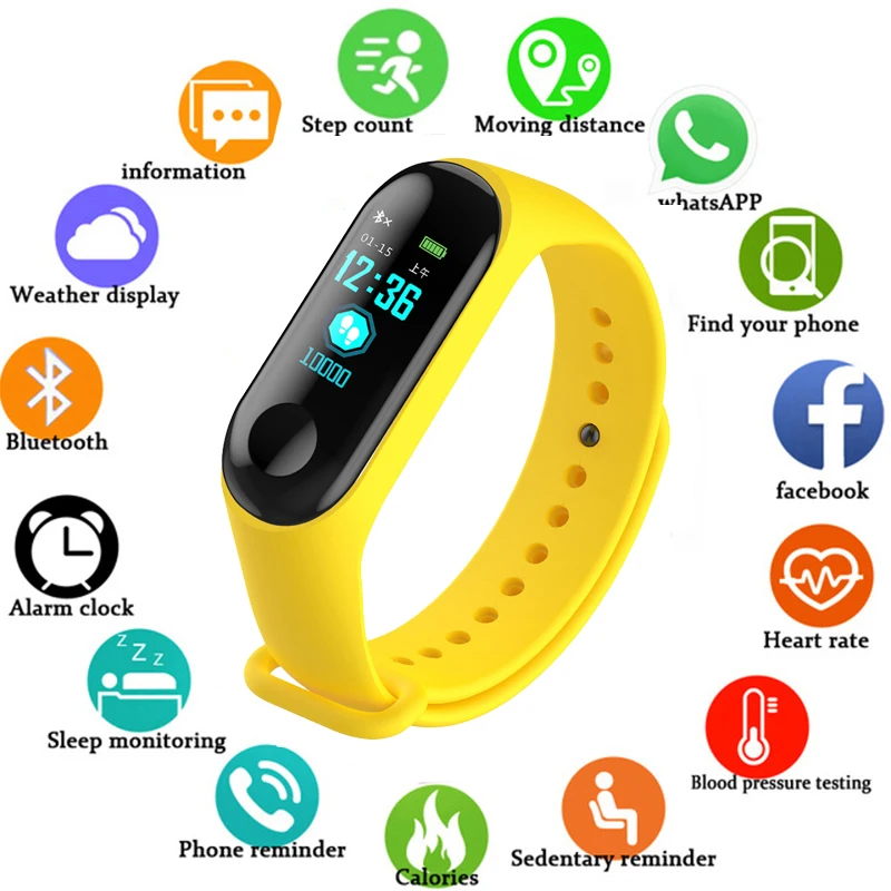 Reloj inteligente deportivo M3 con pantalla a Color, rastreador de actividad, control del ritmo cardíaco, IOS y Android