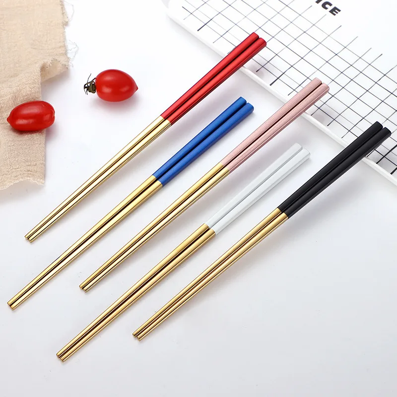 4 Pairs/Set Sushi Stainless Steel Chopsticks Metal Chop Sticks