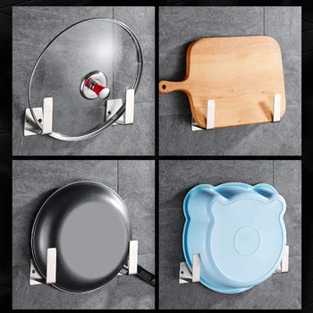 

2Pcs Stainless Steel Kitchen Bathroom Storage Rack Chopping Cuttingboard Pot Lid Wall Mounted Hooks Holder Multifunctional Stora