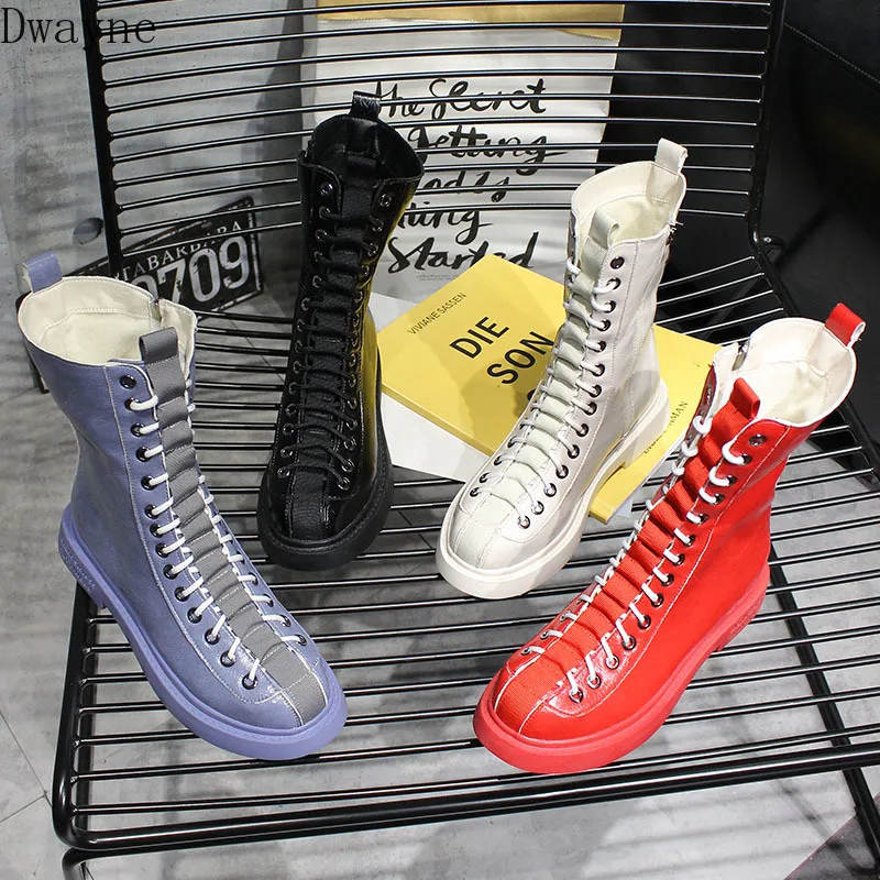 

Martin boots wide leg boots 2019 winter new front locomotive flat bottom women's boots