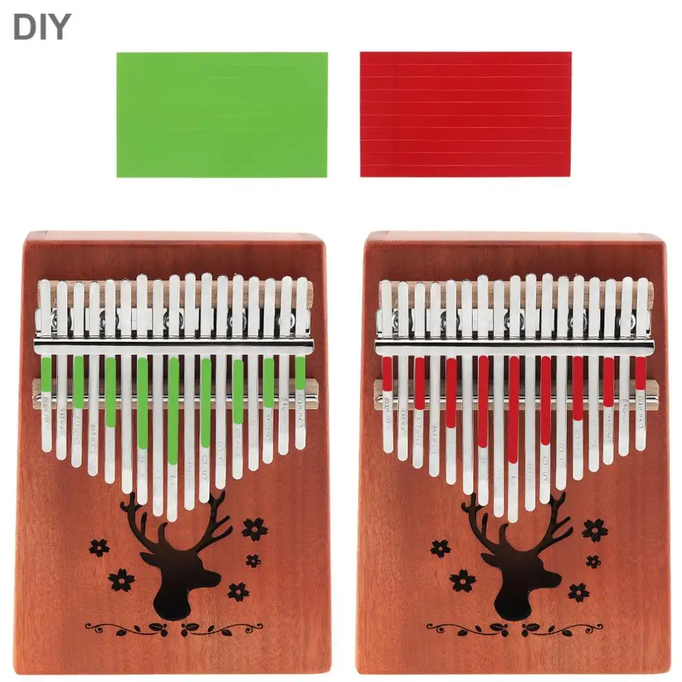 17 клавиш Kalimba лося звуковое отверстие одноплатный из красного дерева большой палец пианино Mbira мини клавиатура инструмент с полными аксессуарами