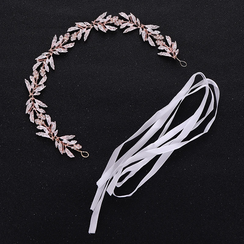 Vintage Leaf Bridal Hair Accessories Tiara Women Hair Accessories Rhinestone Crystal Headband Wedding Headwear Bridal Headdress