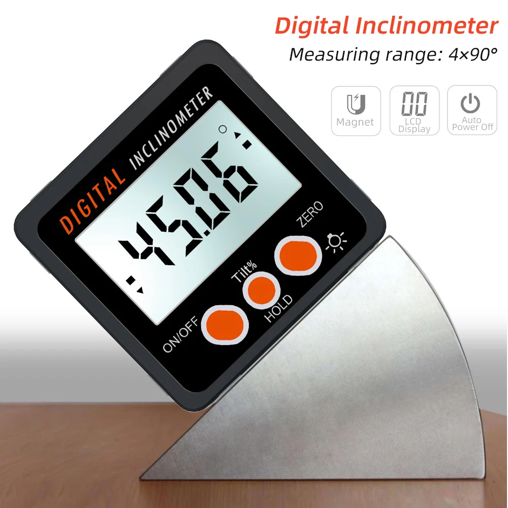 Precision Digital Inclinometer Water Proof Level Box Digital Angle Finder Bevel Box With Magnet Base Dropshipping - Color: Red