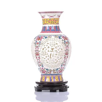 

ANTIQUE CHINESE-STYLE PALACE RESTORING ANCIENT WAYS HOLLOW WHITE CERAMIC VASE FOR ARTIFICIAL FLOWER DECORATION VASES R1888