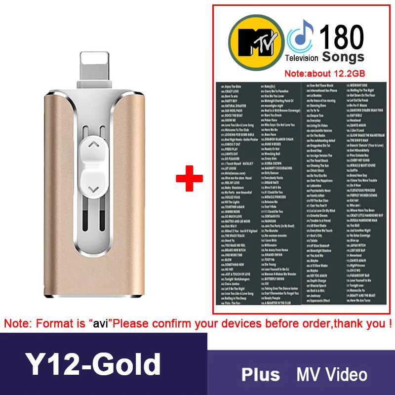 Y12-USB2.0-G-MV ФЛЕШКА u disk OTG USB флэш-накопитель для флешки iPhone 11X7 8 6 XS XR/iPad/IOS/Android/ручка PC Drive 128 Гб 64 ГБ 32 ГБ 16 ГБ 3 в 1 микро-флеш-накопитель USB micro usb - Цвет: Y12-USB2.0-G-MV