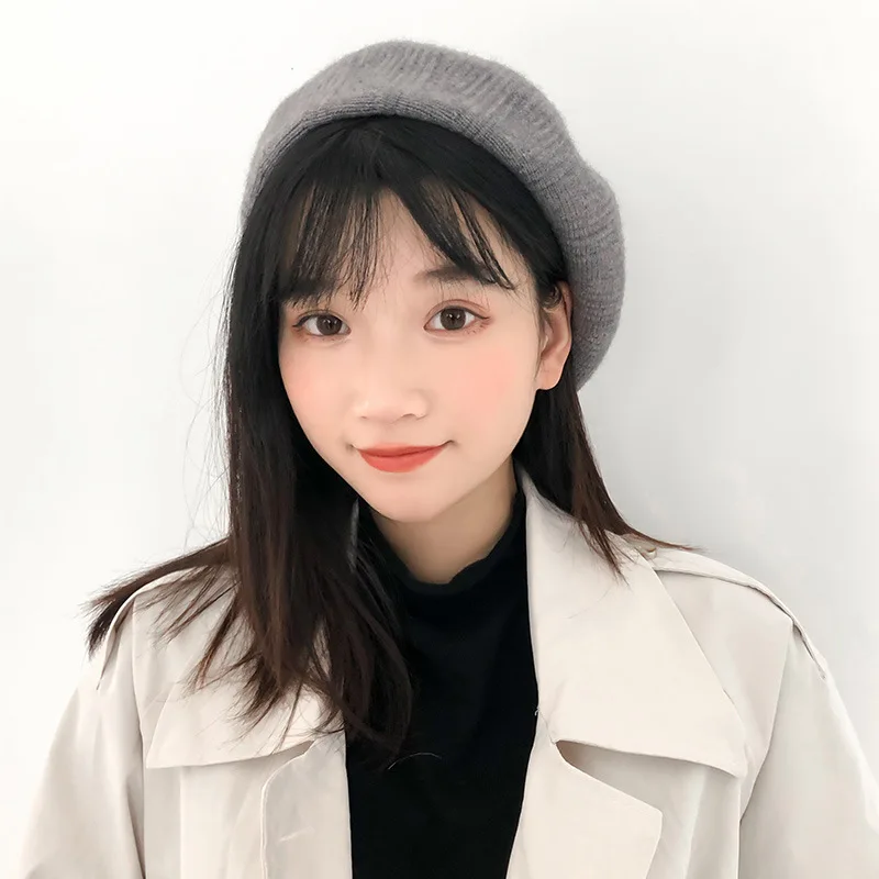 

Wool hat female autumn and winter all-match knitted beret Japanese sweet and cute British retro Korean style tide octagonal hat