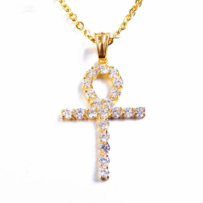 Дропшиппинг Льдом Из Bling ожерелье АНК из нержавеющей стали для женщин Египетский