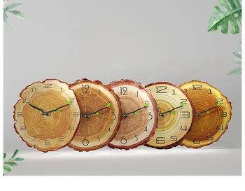 

Nordic Practical Wooden Living Room Bedroom Mute Annual Ring Quartz Clock Modern Durable Grain Hanging Clock Home Decor LA792