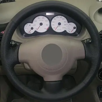 

For Citroen C2 2006-2013 Black Leather Hand-stitched Car Steering Wheel Cover Anti-slip fit all season comfort touch sense