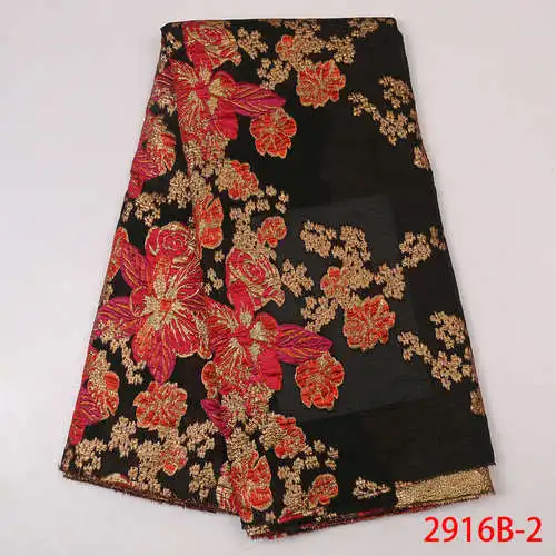 Роскошное Африканское парчовое кружево, ткань с блестками, для вечернего платья,, высокое качество, кружевная отделка, 5 ярдов, NA2916B-3 - Цвет: Picture -2
