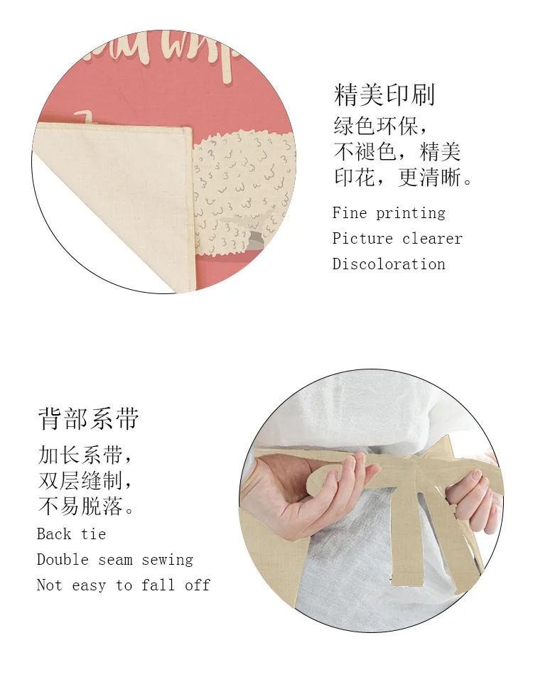 1pc Alpaca Print Apron for Cute Ladies Unisex Kitchen Apron Long Sleeveless Chef Baking Cooking Bib Aprons