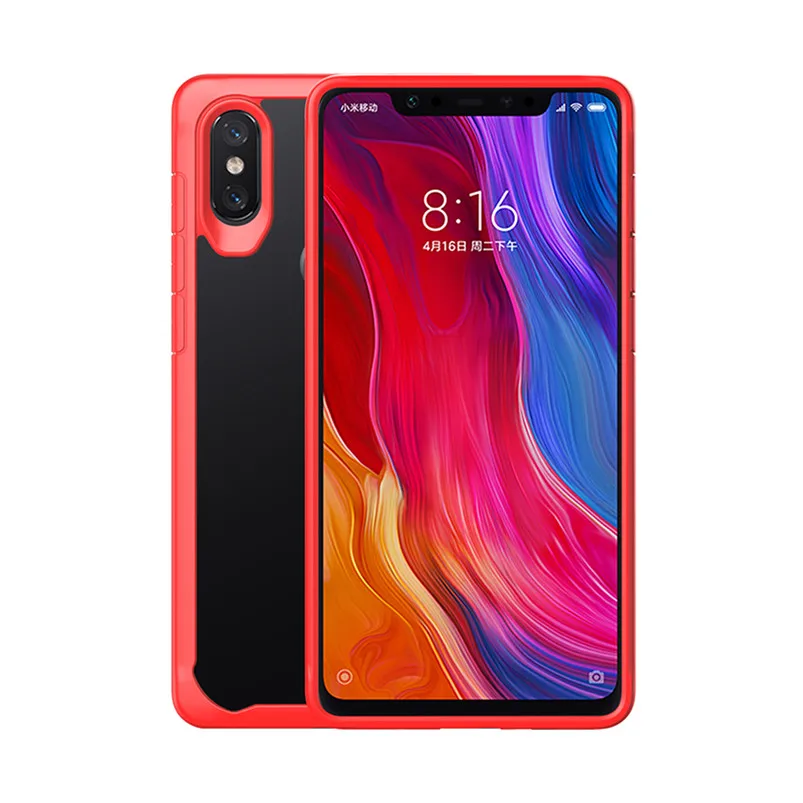 Красный Противоударный прозрачный защитный чехол для Xiao mi Red mi Note 5 6 Pro, чехол для Xiaomi mi A2 Lite 8 SE Pocophone F1 mi x 2 2s Max 3, чехол - Цвет: Красный