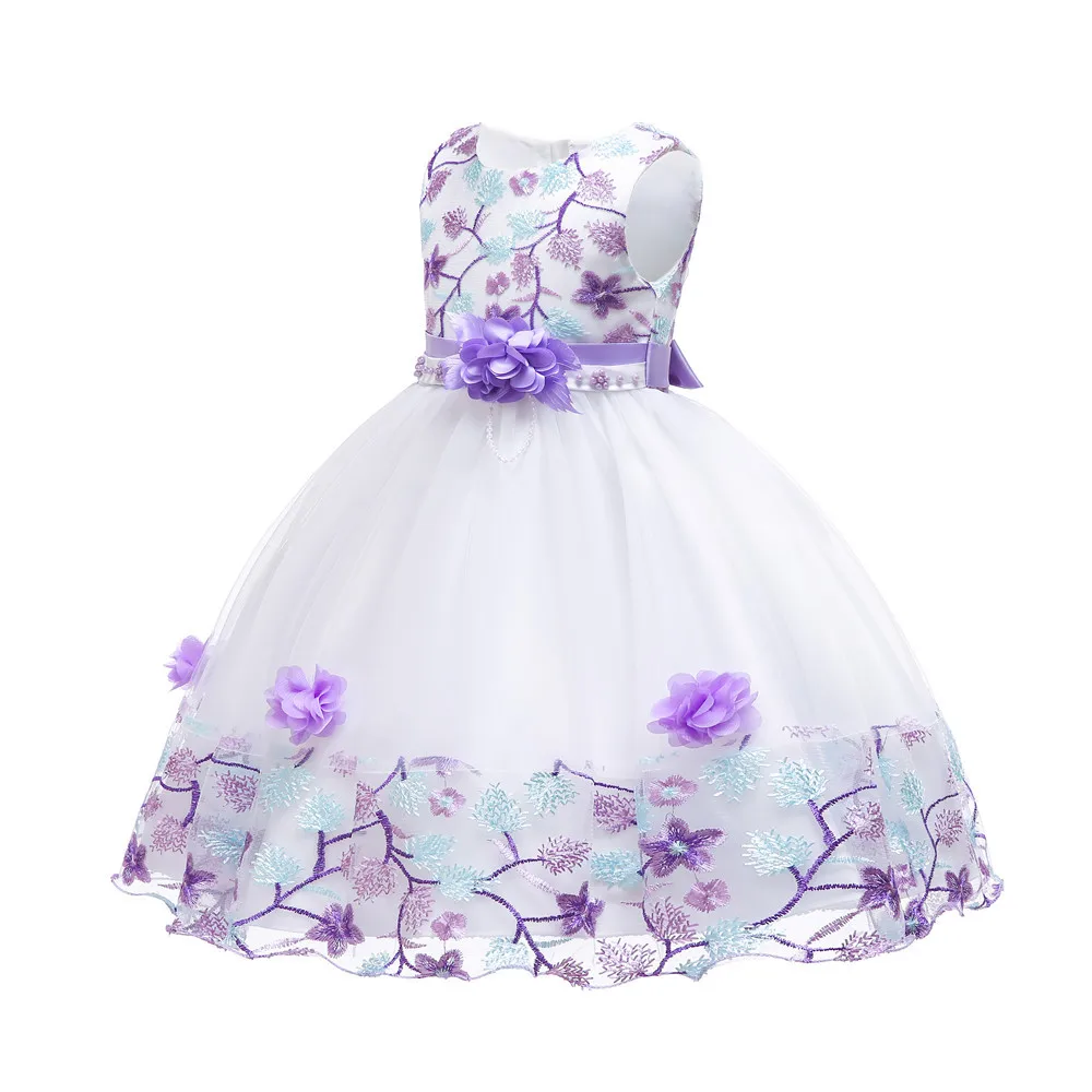 Wish Hot Selling Supply of Goods Children Embroidery Bead Princess Dress Gauze CHILDREN'S Dress Tutu Skirt