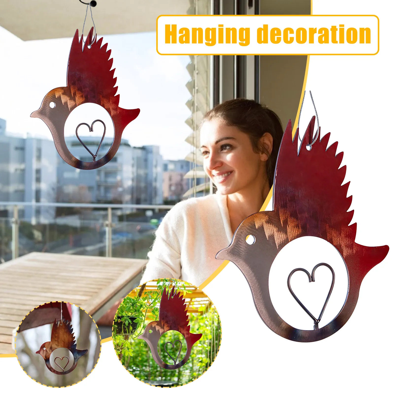 Wind Chimes Decoration Metal Art Home Iron Bird Heart-shaped Hollow Room Decor Indoor And Outdoor Decorations | Дом и сад