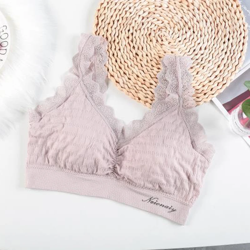 

Women's No Steel Ring Beauty Back Underwear Thin Lace Thread Push Up Seamless Padded Bra