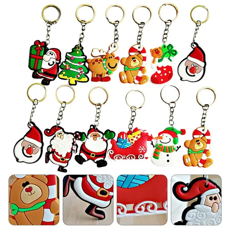

35Pcs/Set Christmas Keychain Lovely Key Ring Kids School Bag Decorative Christmas Pendant Keychain Gift(Random Patterns)