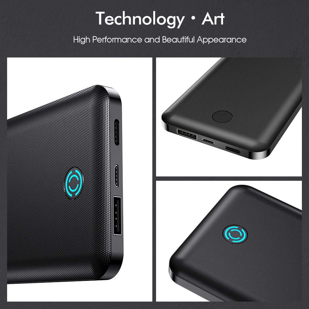 YKZ 10000mah Power Bank Portable USB Type C Mini Powerbank Fast Charge Mobile Phone Charger Micro USB External Battery Travel C