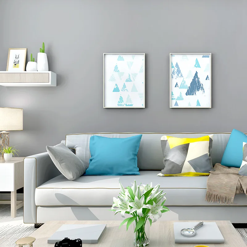 

[Waterproof Stain-Resistant] Nordic Wallpaper Bedroom Living Room Plain Color Light Gray Solid Color Household Non-woven Wallpap