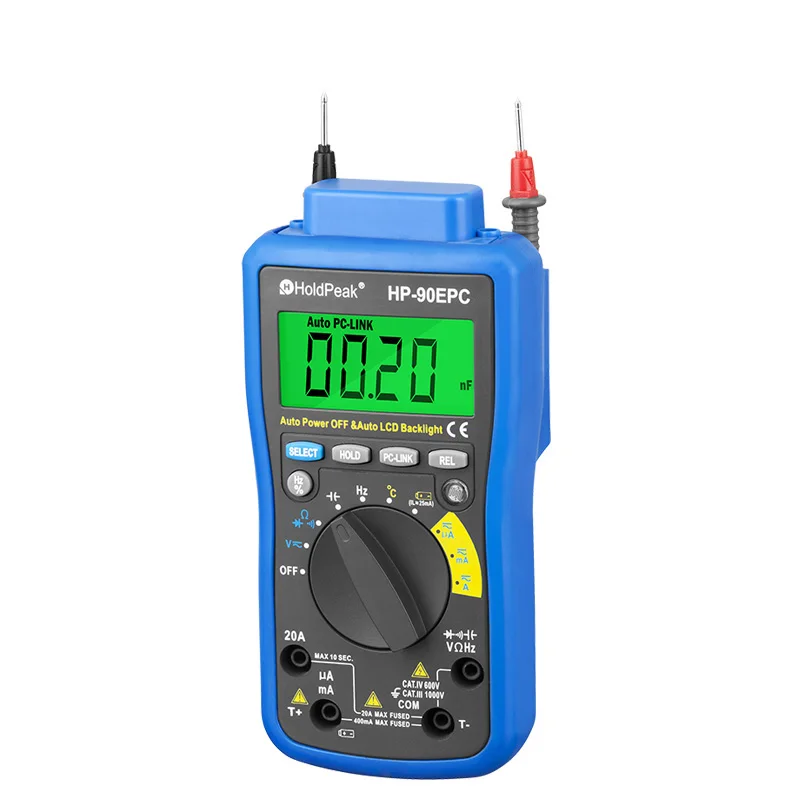 HLZS-HoldPeak HP-90EPC Цифровой мультиметр USB мультиметр цифровые приборы измерения температуры измеритель емкости данных USB удержание Multime
