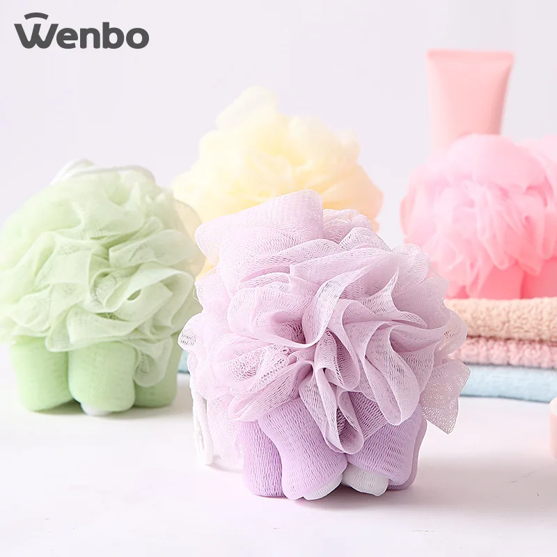 [Hot Sales] WENBO-Style Contrast Color Plum Bath Ball/Multi-Foam Bath Mesh Sponge with Rope Can Hang Naked Goods