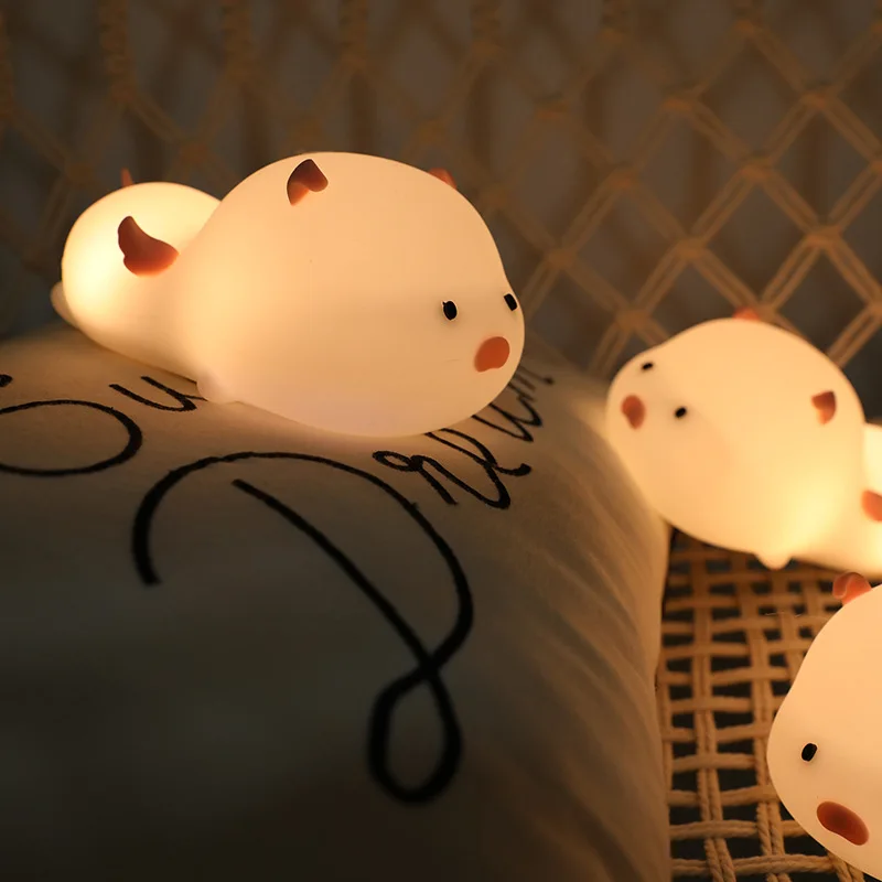 

Timing with Sleep Adorkable Pig Silicone Night Lamp Colorful Cute Pet USB Charging Strange New Stepless Dimming Night Light