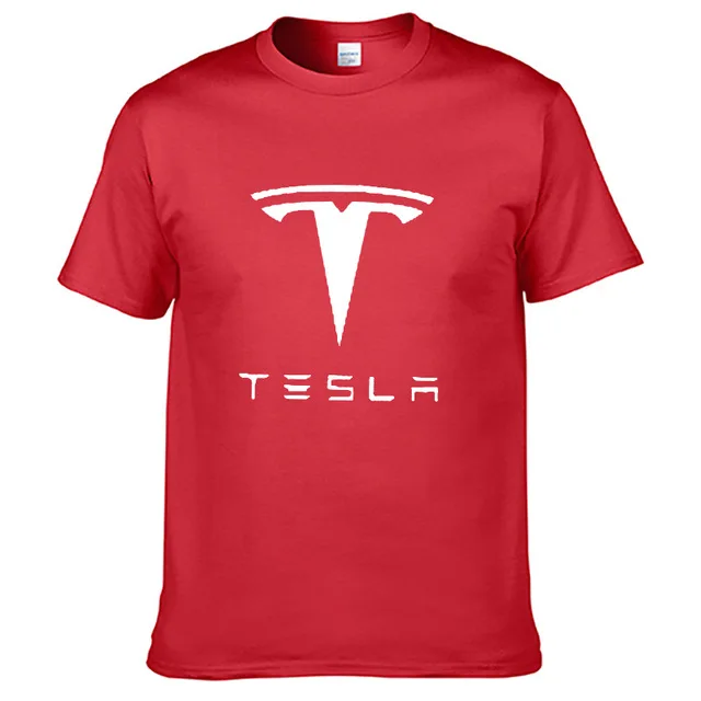 Мужская футболка с коротким рукавом и логотипом машины Tesla, летняя повседневная мужская однотонная хлопковая футболка, модная одежда в стиле хип-хоп Харадзюку - Цвет: as picture