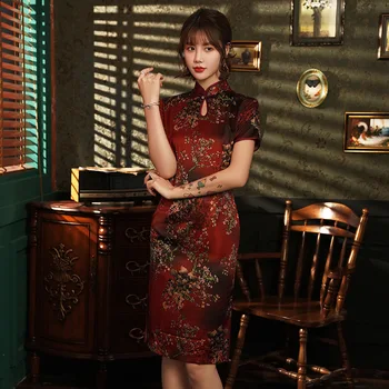 

New Short Chinese Traditional Women Qipao Vintage Oriental Female Cheongsam Novelty Chinese Formal Dress S M L XL XXL 3XL 4XL