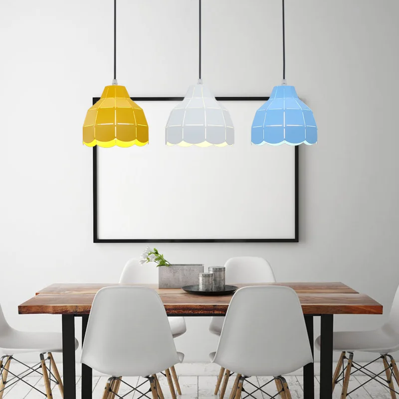 

Northern European-Style Color Hollow out Iron Art Small Droplight Cool Macarons Restaurant Chandelier Simple Design Living Room