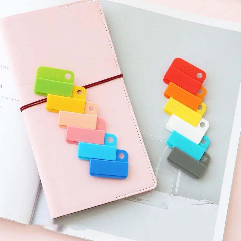 6pcs Rainbow Paper Clips Set Multi Color Plastic Easy Clip Memo Bookmarks Office 