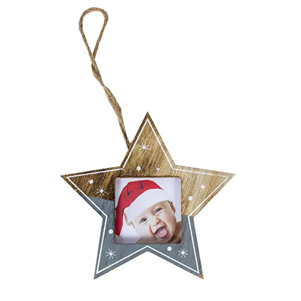 Детская Новогодняя фоторамка в форме звезды подвесная Елочная игрушка Украшение подвесное изображение рождественские украшения для дома - Цвет: C