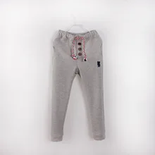 Весенние детские хлопковые брюки унисекс в Корейском стиле с рисунком, повседневные штаны средней посадки, детские штаны