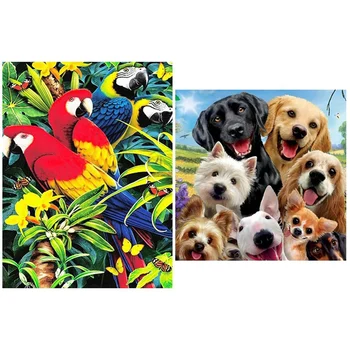 

Parrot Butterfly Full Round Stones Animal Diamond Painting Diamond Embroidery & "Dog"