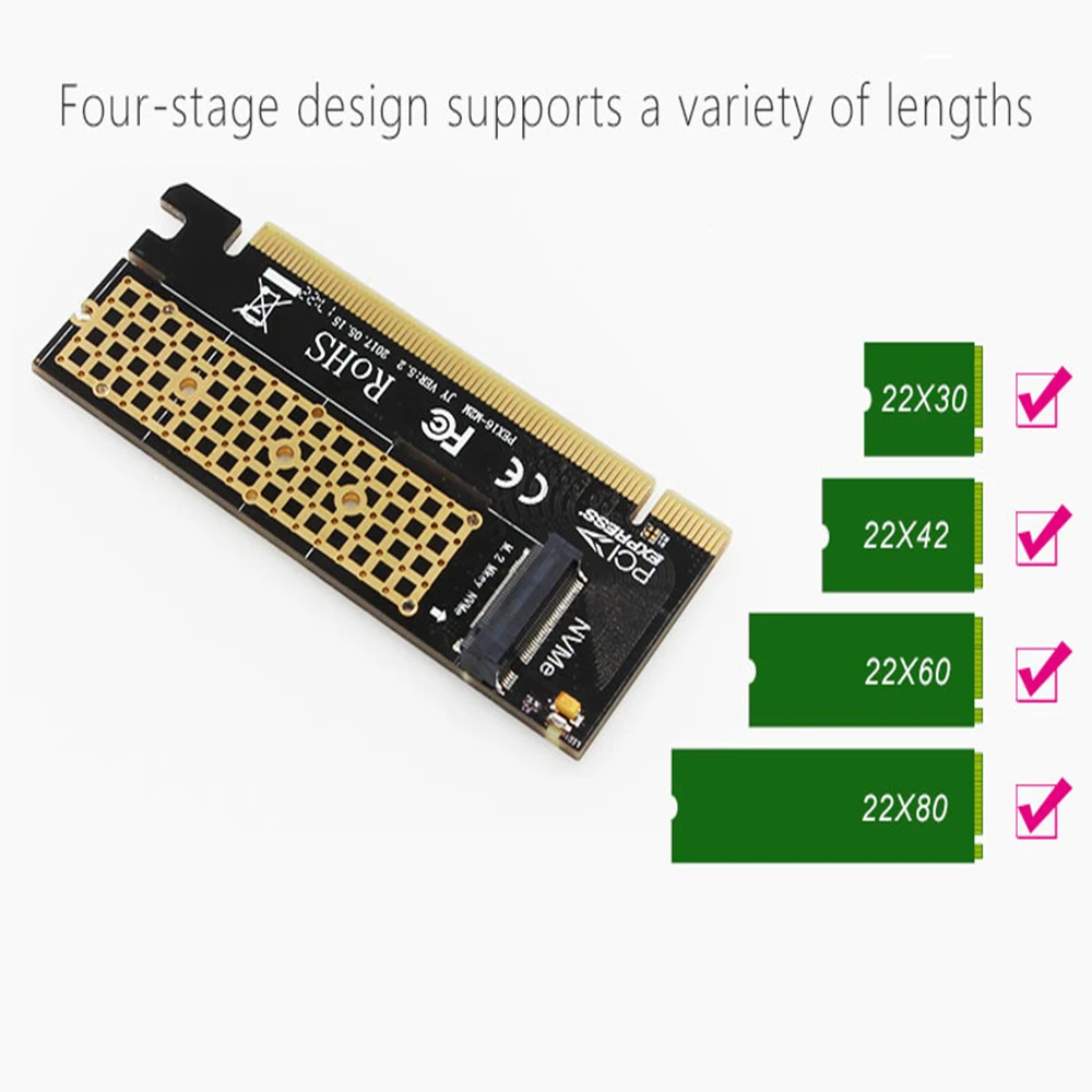 M.2 NVMe SSD адаптер M2 на PCIE 3,0X16 контроллер карты M ключ интерфейс Поддержка PCI Express 3,0x4 Размер 2230-2280 M.2 полная скорость