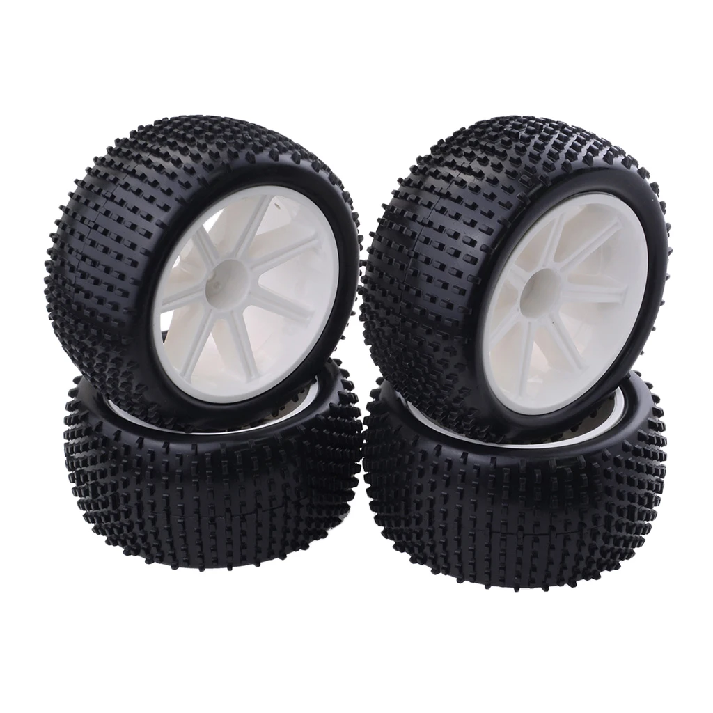Pack of 4, 11cm Outer Diameter RC Buggy Car Tires, 12mm Wheel Rim for 1/10 HSP Hongnor ZD Racing LRP Crawler Model Cars