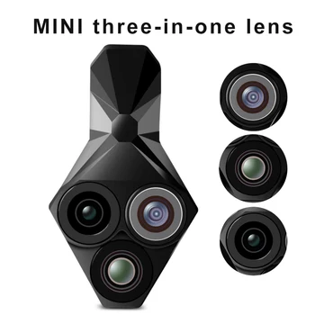 

3 in 1 Cellphone Camera Clip-on Lens 0.65X Wide Angle 20X Macro 160 Degree Lens for Phone Tablets AS99