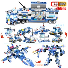 

Peacekeeping Police Mobile Command Center Building Blocks City SWAT Military Truck Airplane Robot Bricks Toys Gifts For Boys